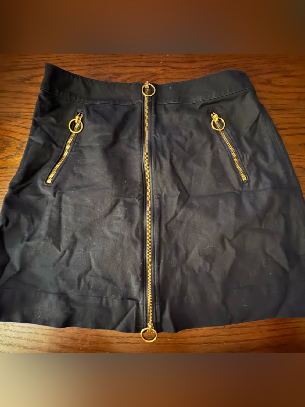 Michael Kors Black Mini Skirt with Gold Zippers